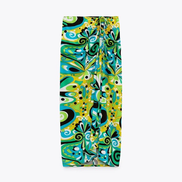 Zara drape printed multi coloured skirt - Picture 2 of 4
